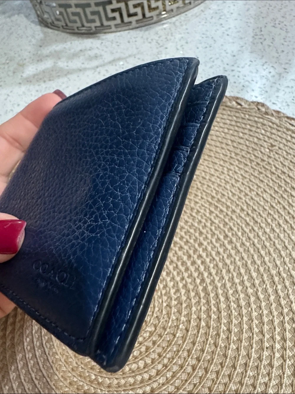 💙COACH Pebble Leather And Signature Coated Canvas Wallet